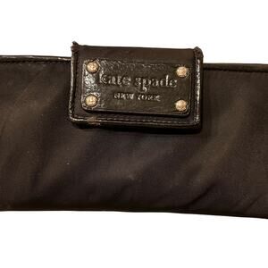Kate Spade New York Black Nylon Bifold Card Organizer Zip Pocket Wallet Size M